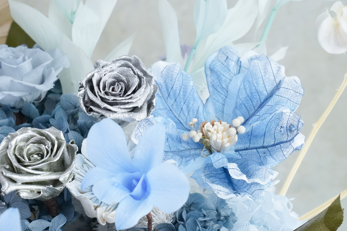 藍色永生花開幕盆花,升遷盆花推薦,台北代客送花服務,長官升遷送花推薦,藍色永生花特寫13