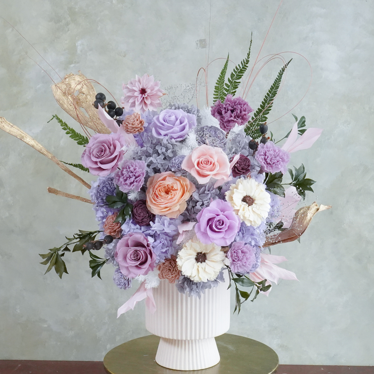 維多利亞的秘密,紫色玫瑰永生花,開幕盆花,永生花盆栽,開幕永生花推薦