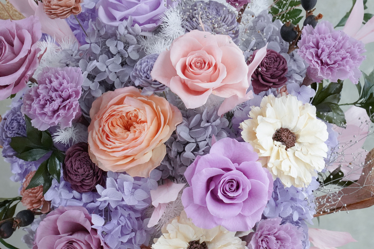 維多利亞的秘密,紫色玫瑰永生花,開幕盆花,永生花盆栽,開幕永生花推薦2