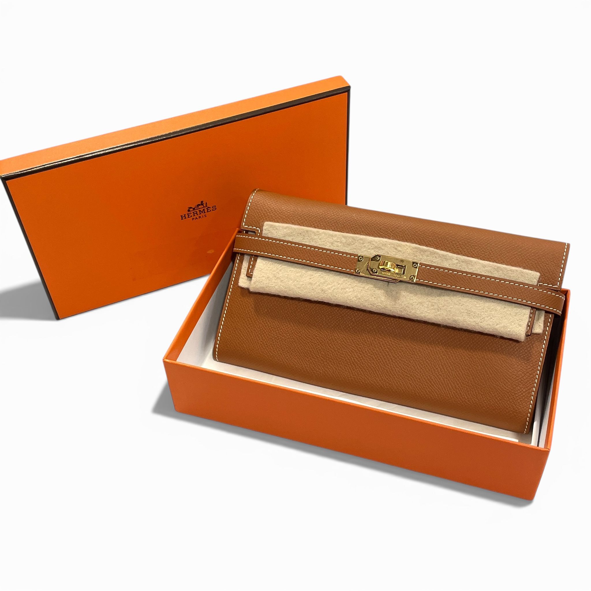 DISPLAY~未使用品~全新HERMES KELLY LONG WALLET  D刻 GOLD EPSOM GHW #愛馬仕長銀包 #BRAND NEW #香榭站正品