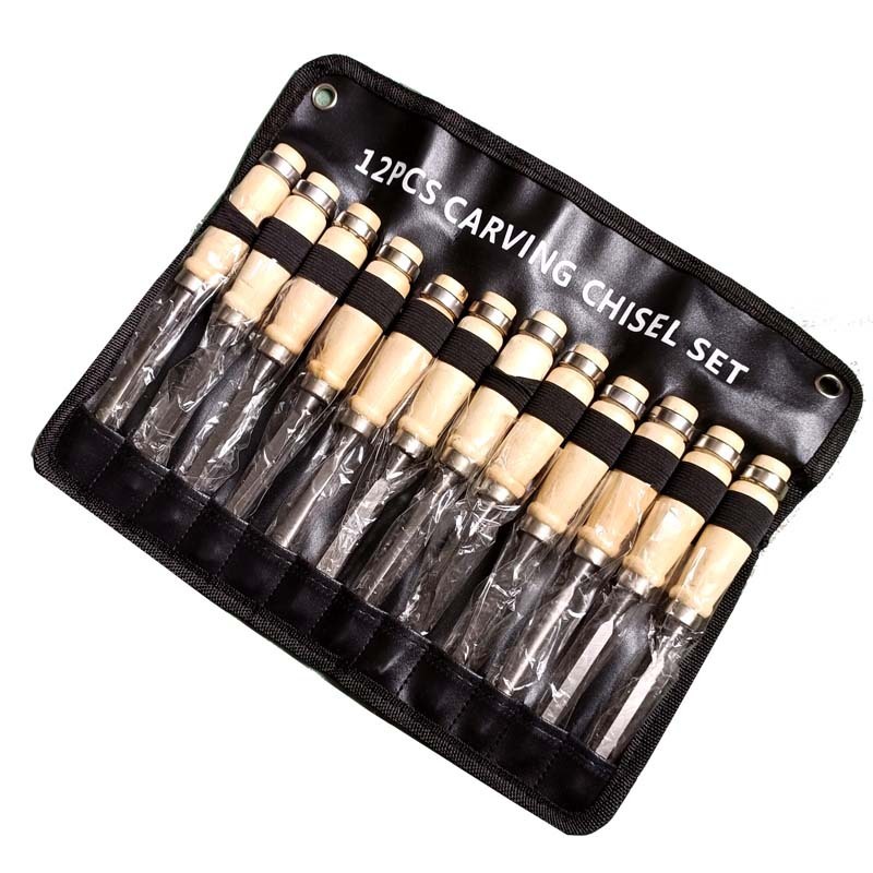附發票｜DK12PC｜木工雕刻刀12件組 三角形 圓形 方形 銼刀 鑿刀 尖鑿 平鑿 雕刻刀12件