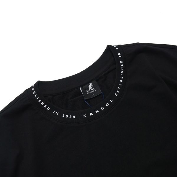 【下殺↘ $399】KANGOL 短T 黑 寬版 領口英文 女 6222100620