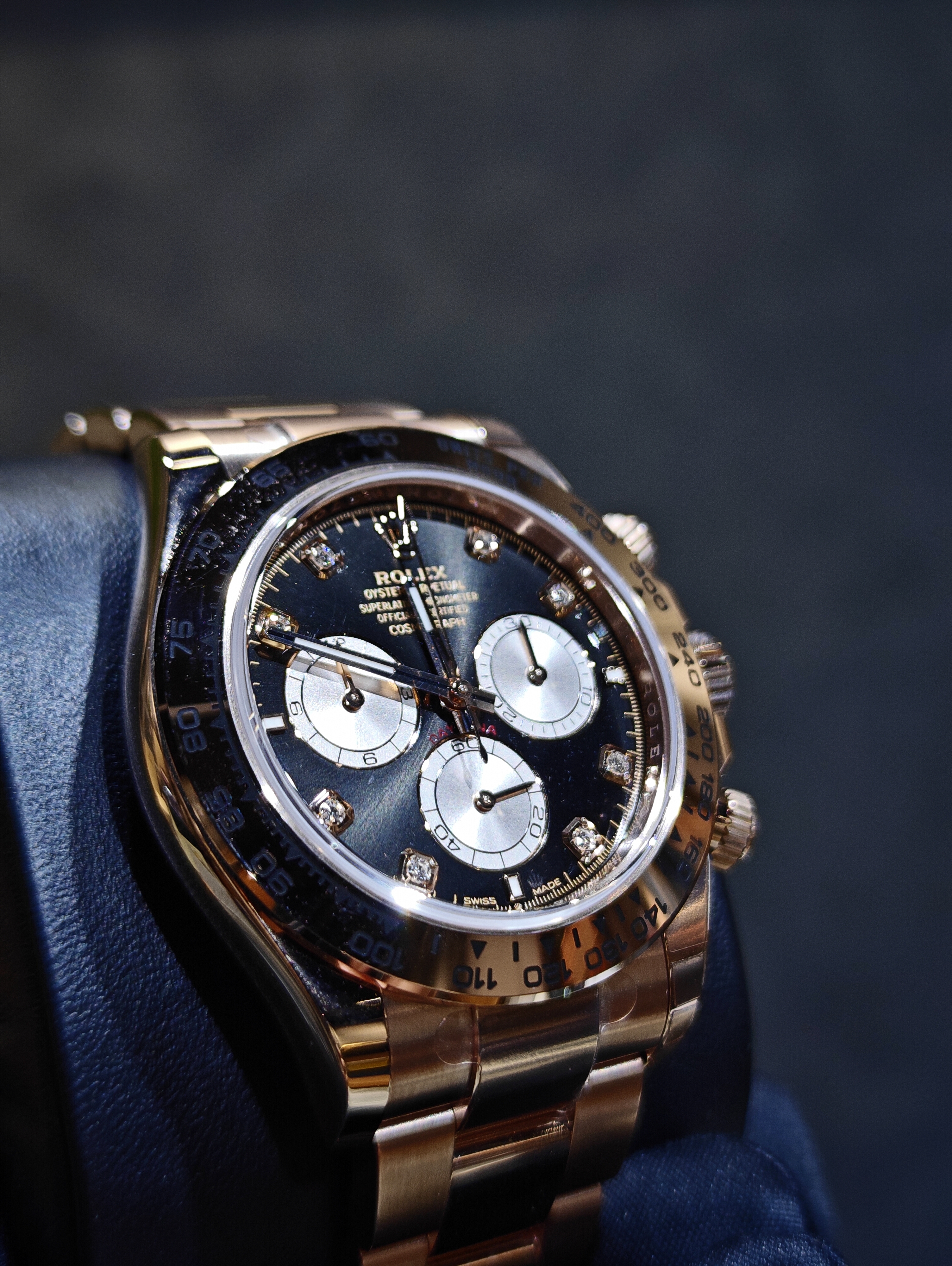 BRAND NEW ROLEX 126505g 126505ln 126505 COSMOGRAPH DAYTONA BLACK DIAL WITH DIAMOND EVER ROSE GOLD OYSTER 40 MM