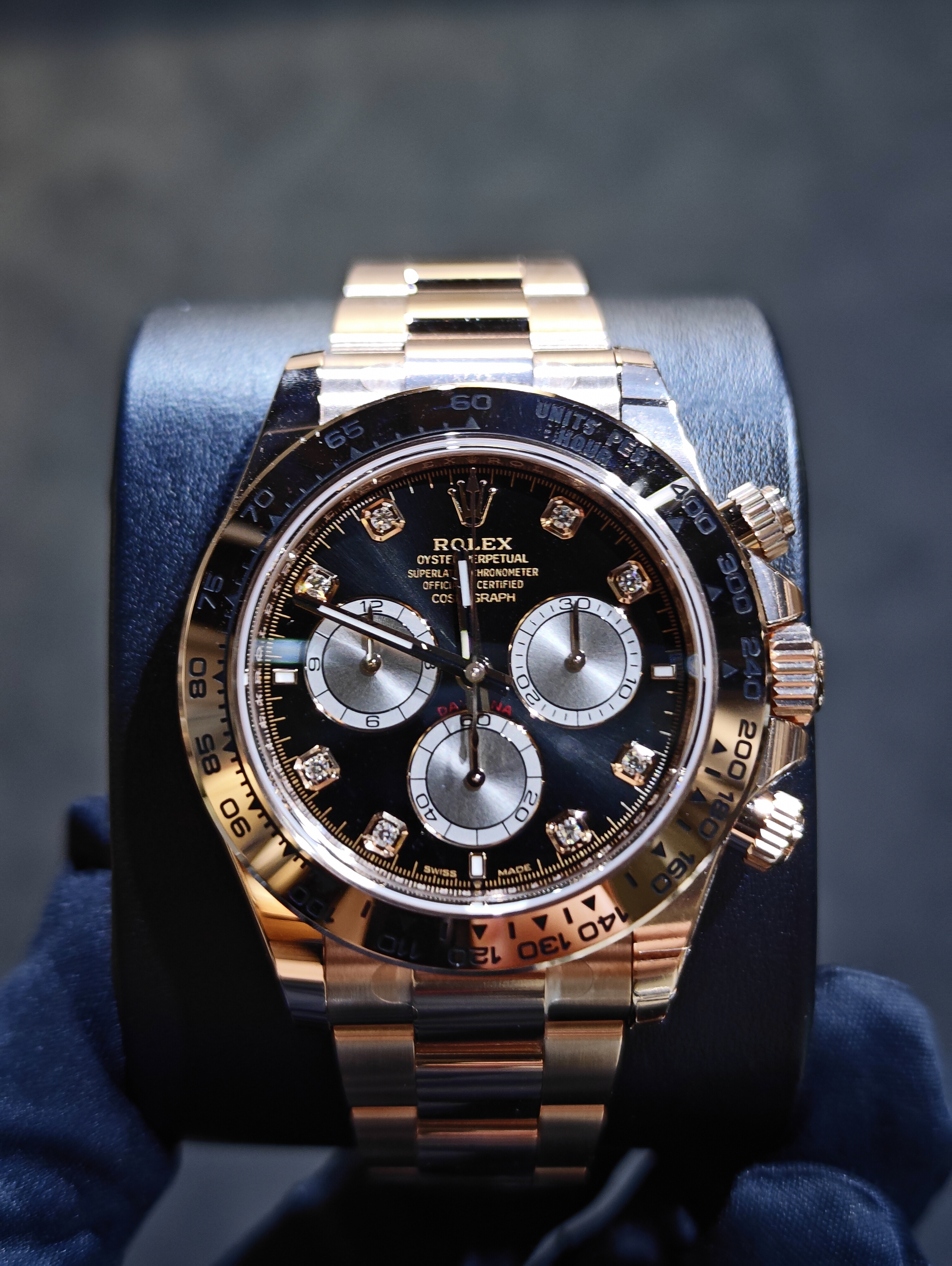 BRAND NEW ROLEX 126505g 126505ln 126505 COSMOGRAPH DAYTONA BLACK DIAL WITH DIAMOND EVER ROSE GOLD OYSTER 40 MM