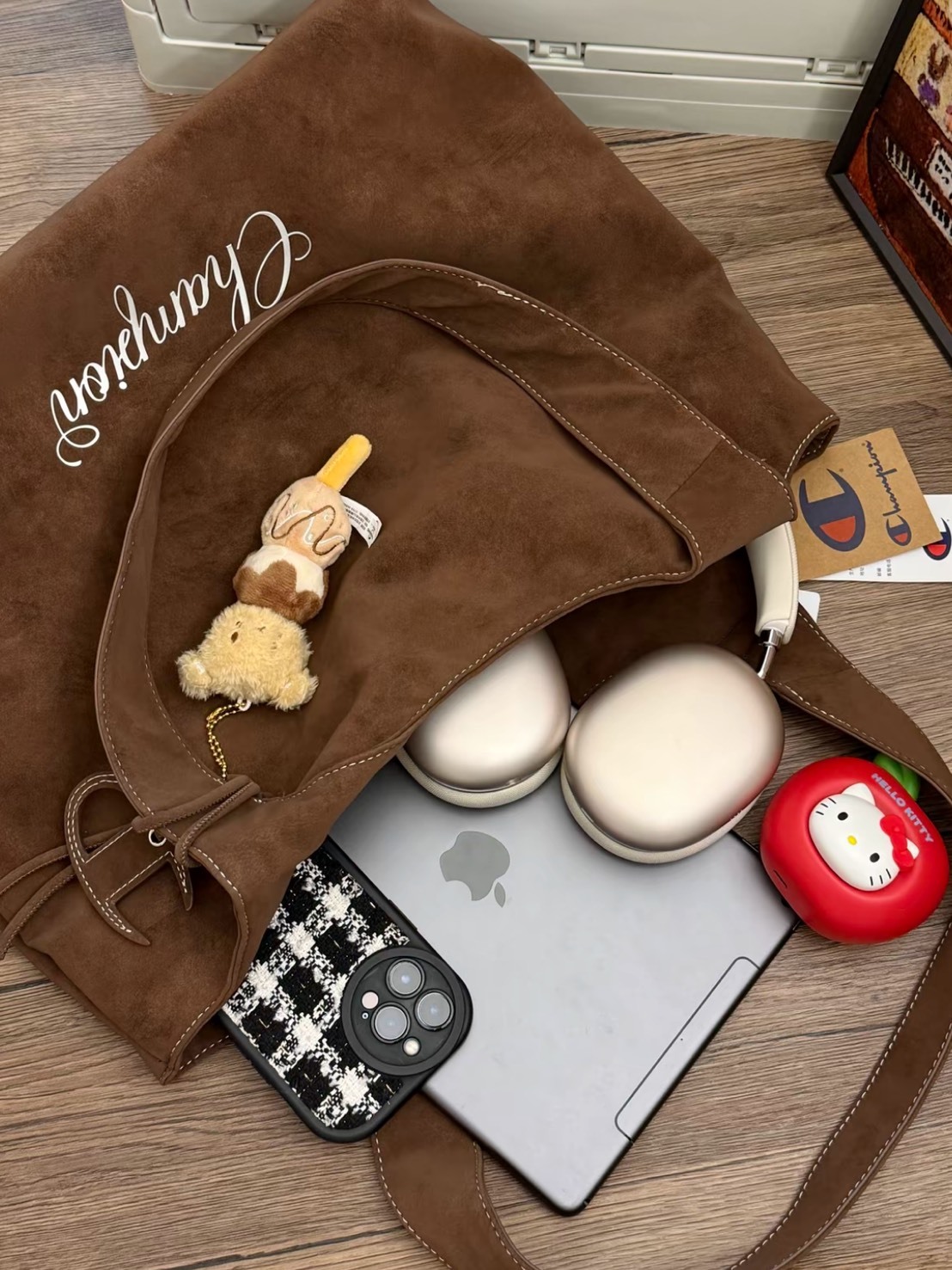 CHAMPION 韓系 草寫 字母 托特包