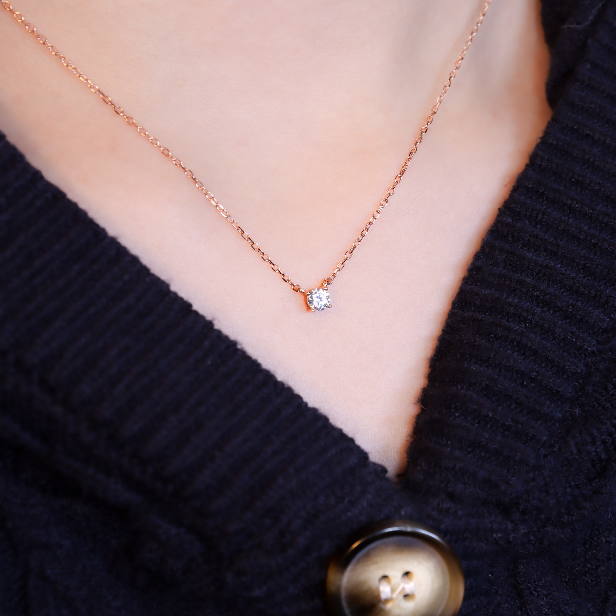 | 925純銀・厚鍍玫瑰金・莫桑石 | 鑽光銀河起點項鍊 | NE1595 |