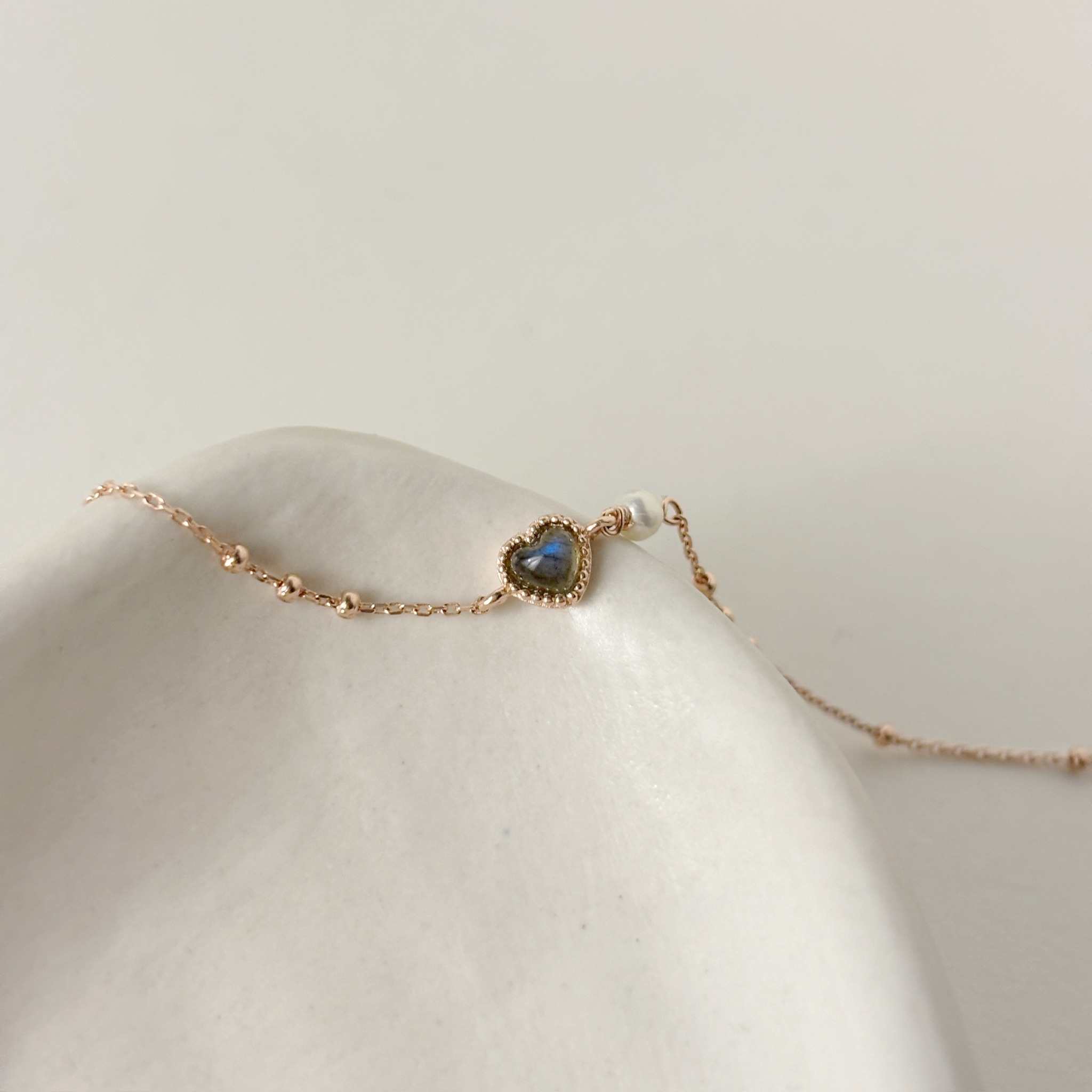 QQ heart拉長石珍珠triplets手鏈