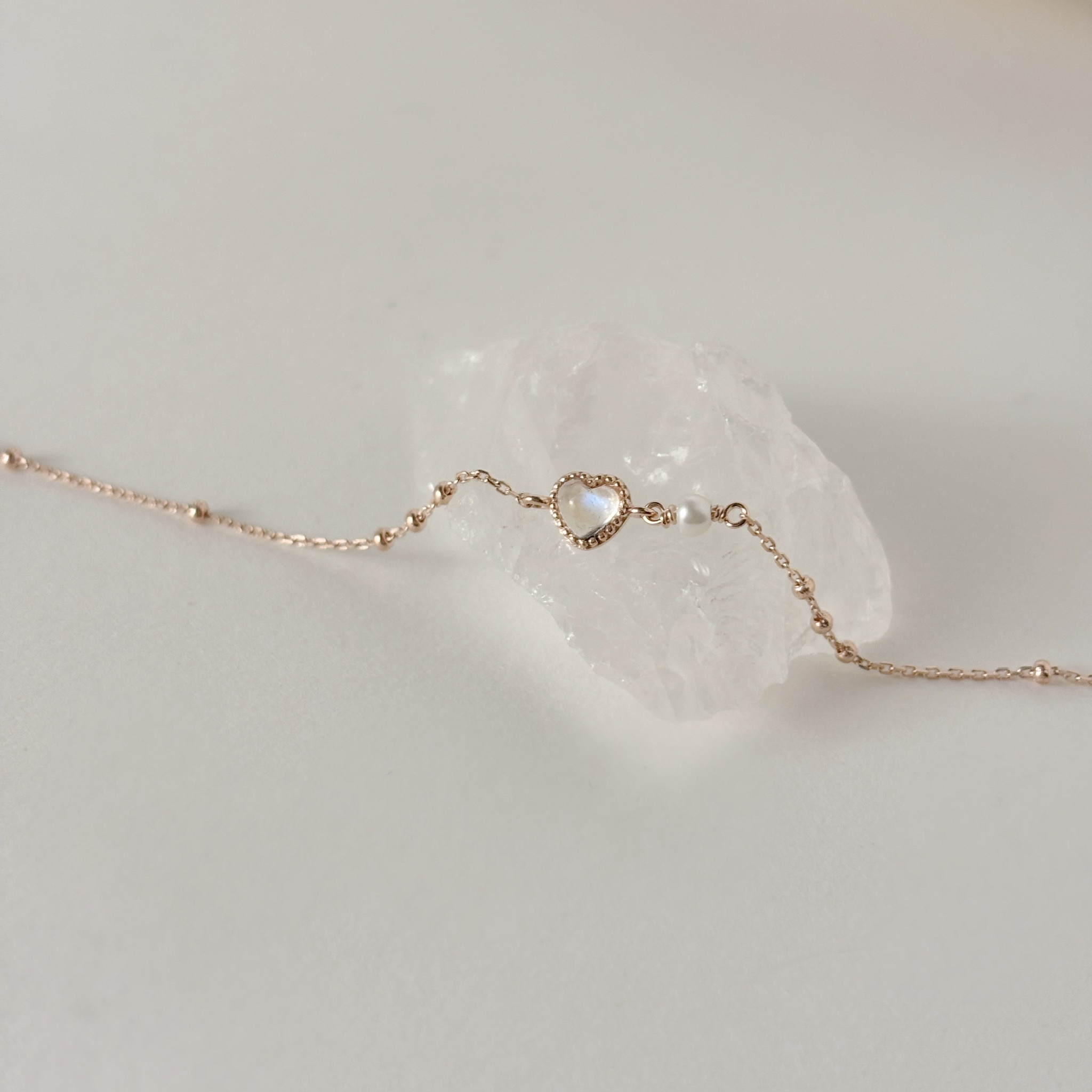 QQ heart月光石珍珠triplets手鏈