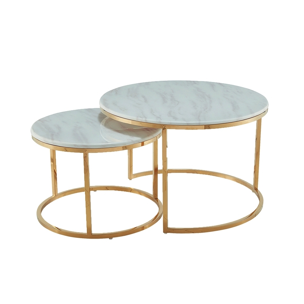 柏蒂家居-夏洛特4.7尺圓形石面茶几組合(大茶几+小茶几)