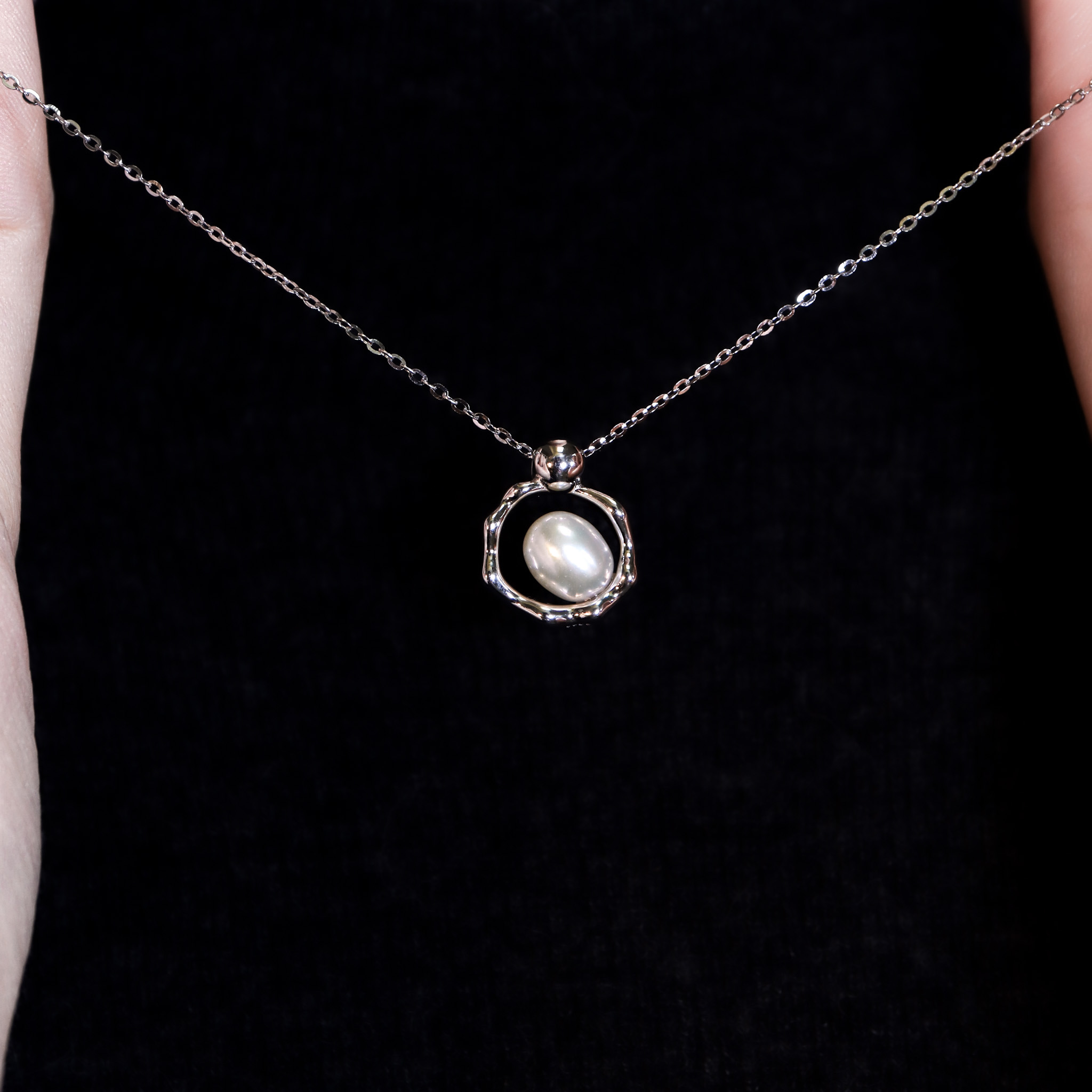 | 925純銀・厚鍍白金・珍珠 | 珍貴安全感項鍊 | NE1590|