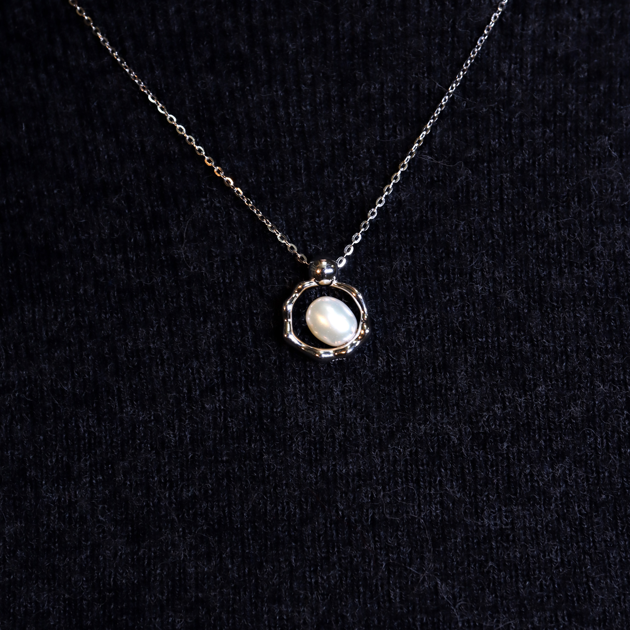 | 925純銀・厚鍍白金・珍珠 | 珍貴安全感項鍊 | NE1590|