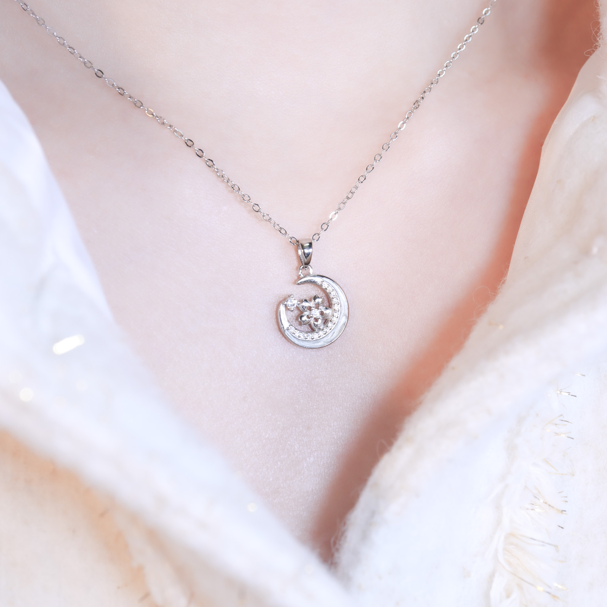 | 925純銀・白金・玫瑰金 | 花漾陪伴你項鍊  (銀/玫瑰金) | NE1584 |