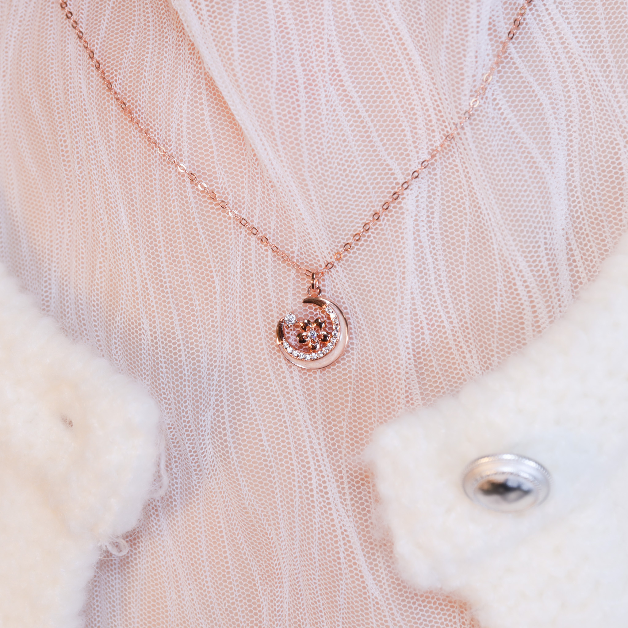 | 925純銀・白金・玫瑰金 | 花漾陪伴你項鍊  (銀/玫瑰金) | NE1584 |