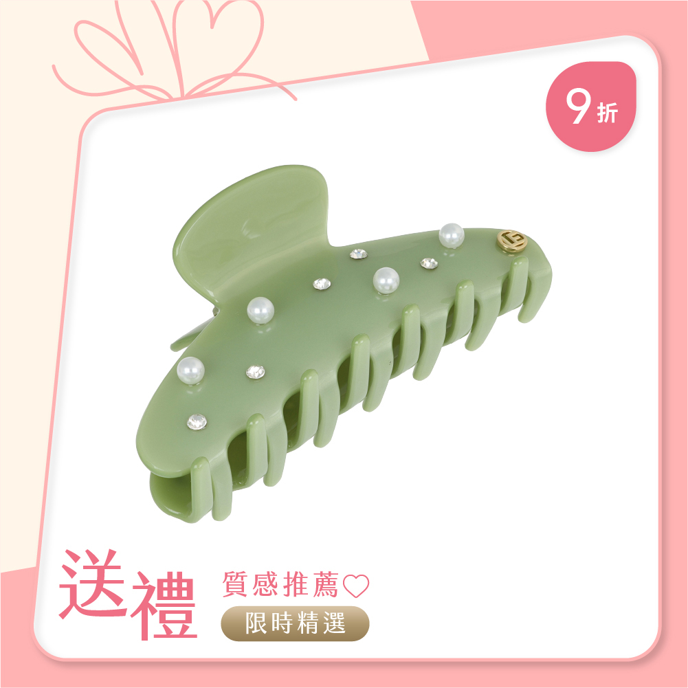 L. ERICKSON 水晶珍珠抓夾〈迷霧綠〉