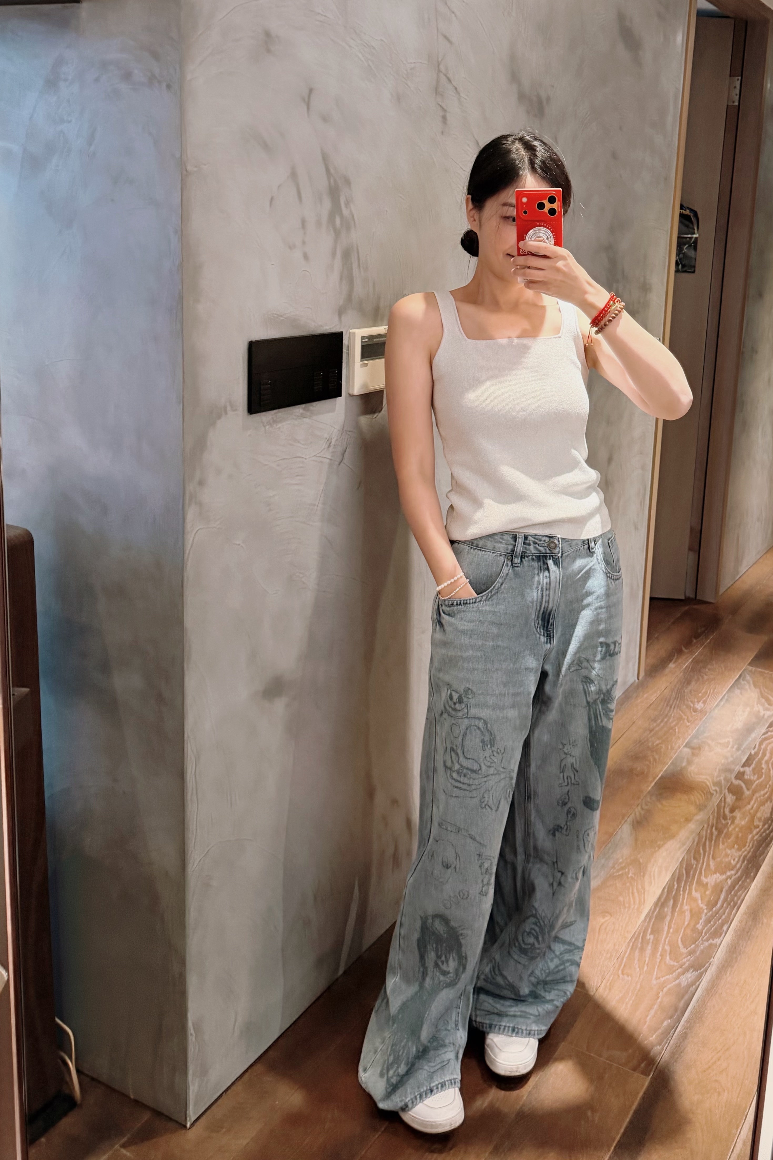 H studio 頑劣塗鴉寬褲