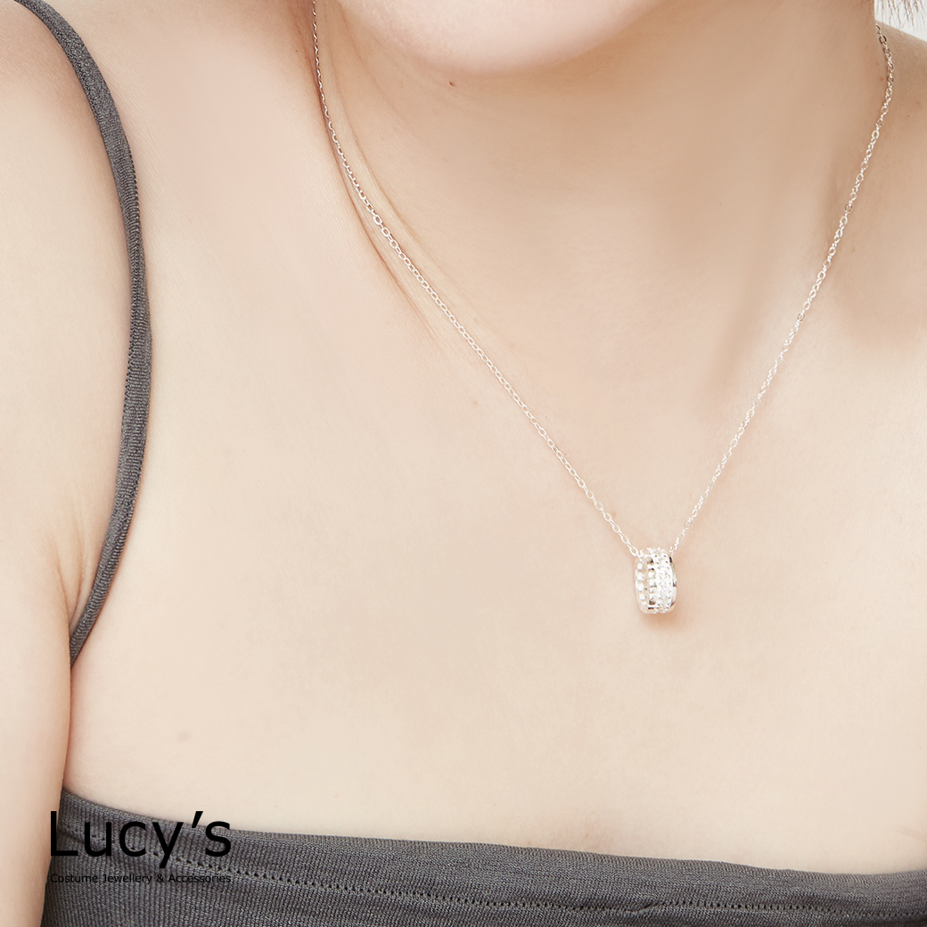 925純銀 方鑽輪軸 項鍊 (126017)