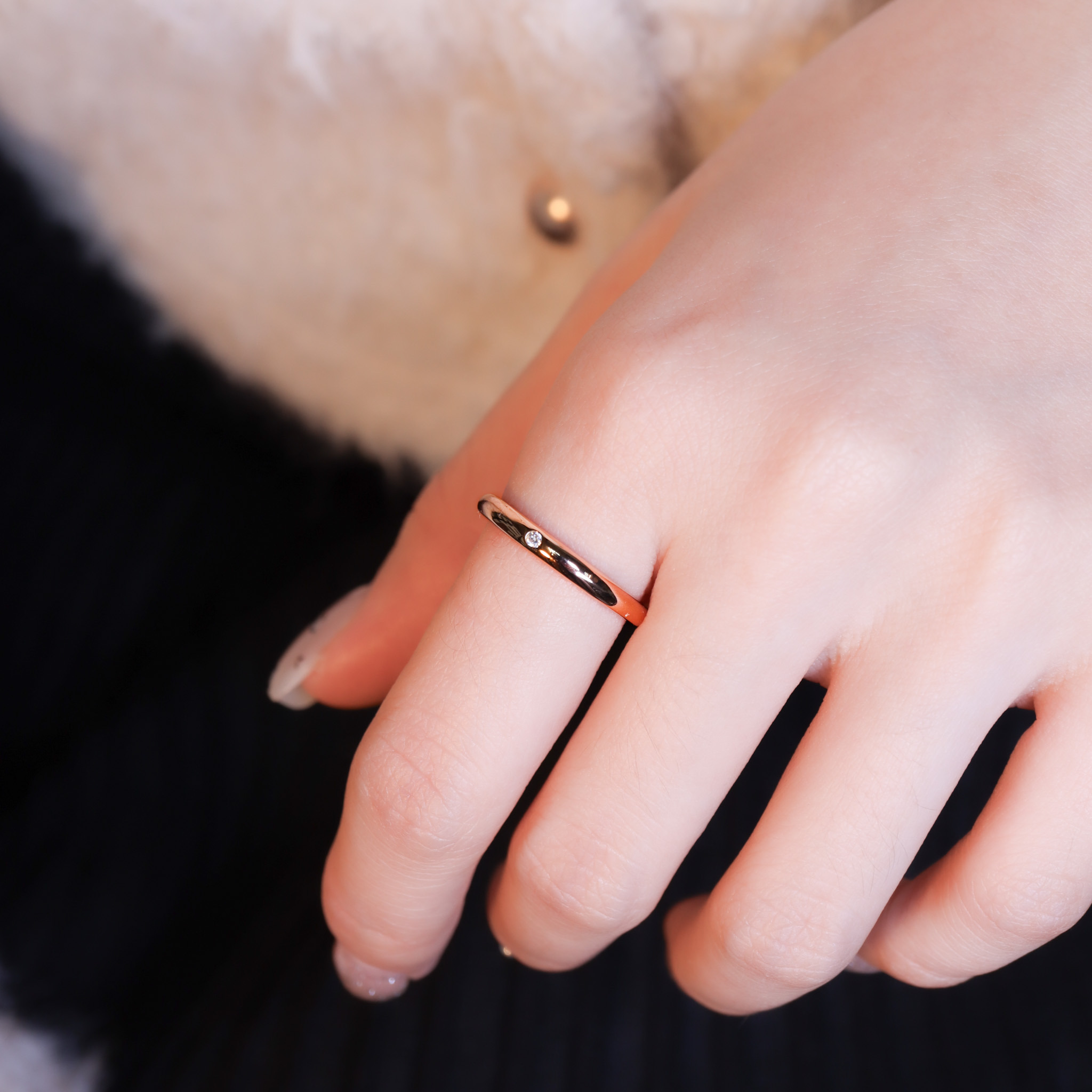 | 925純銀・ 厚鍍玫瑰金 ・莫桑石 | 鑽光銀河起點戒指 | RI1036 |