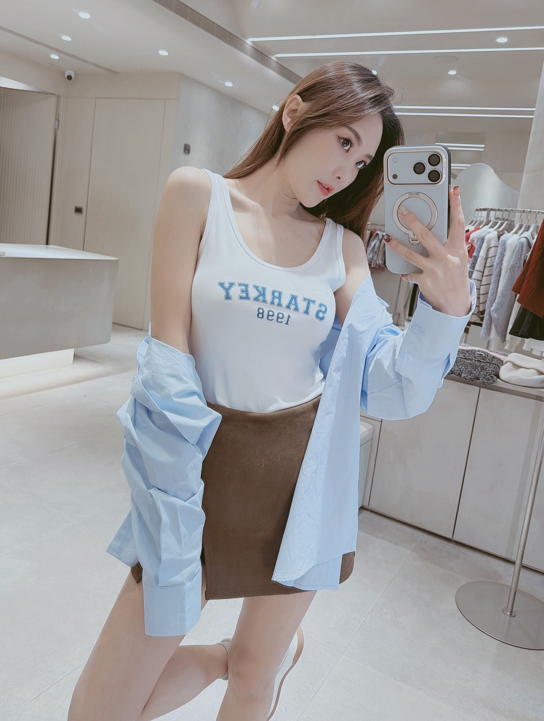 小熊襯衫+英文棉質背心