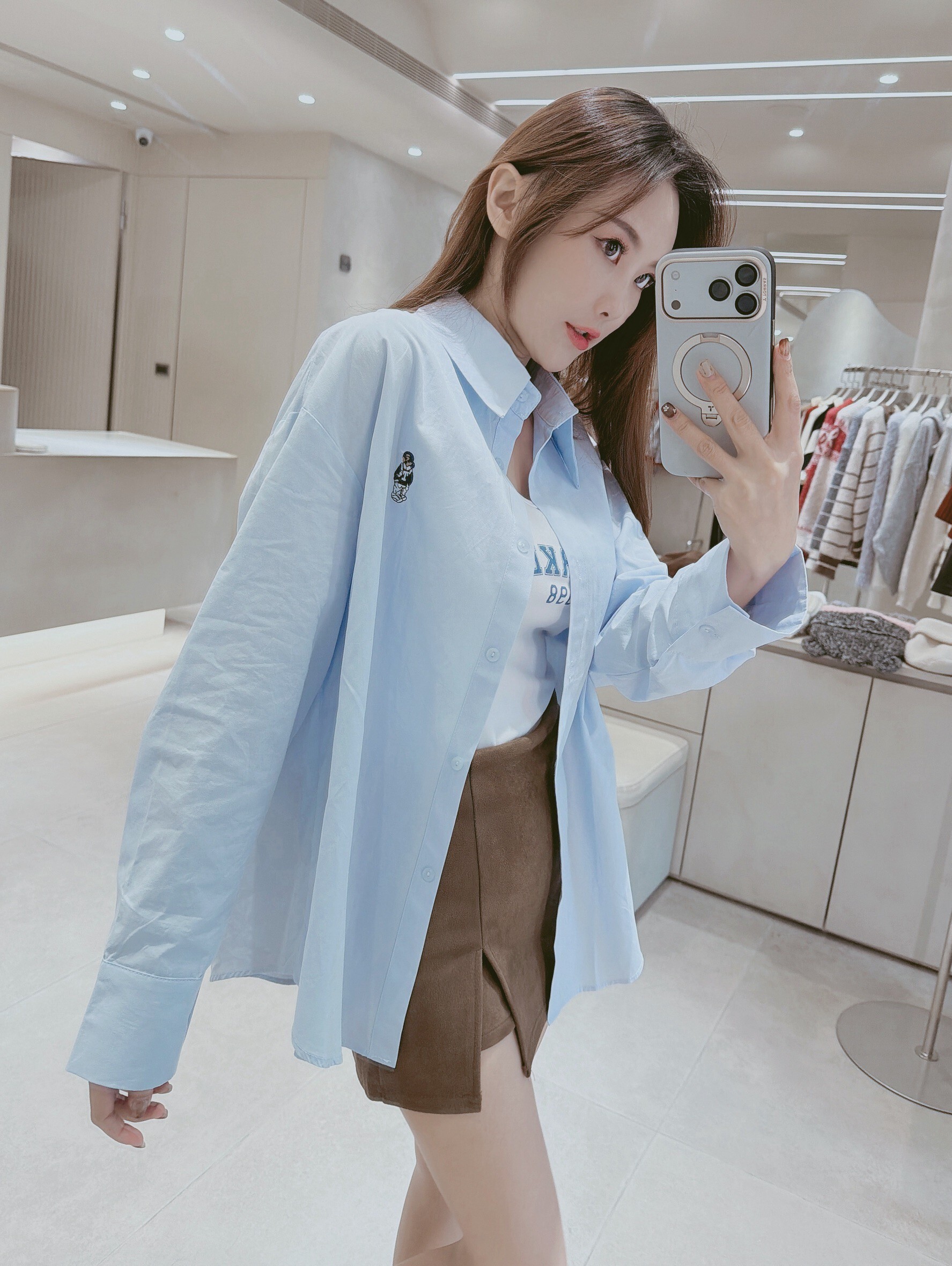 小熊襯衫+英文棉質背心