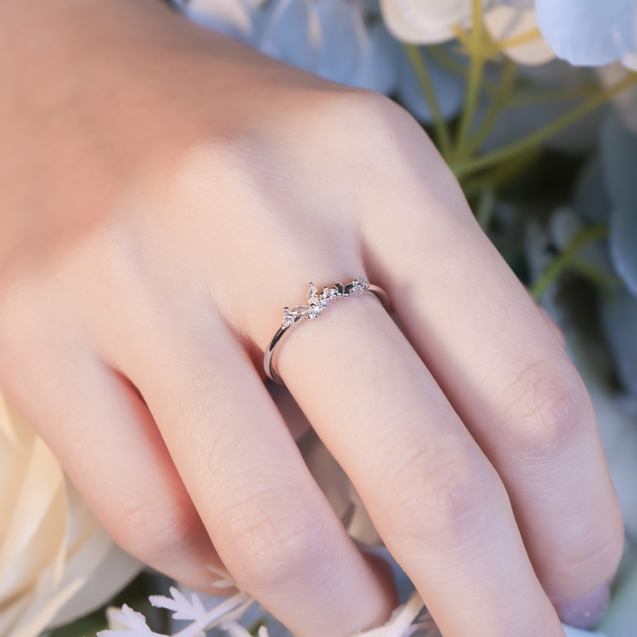 | 925純銀・ 白金・ 玫瑰金 | 許下蝶願戒指 （銀/玫瑰金）  | RI1037 |