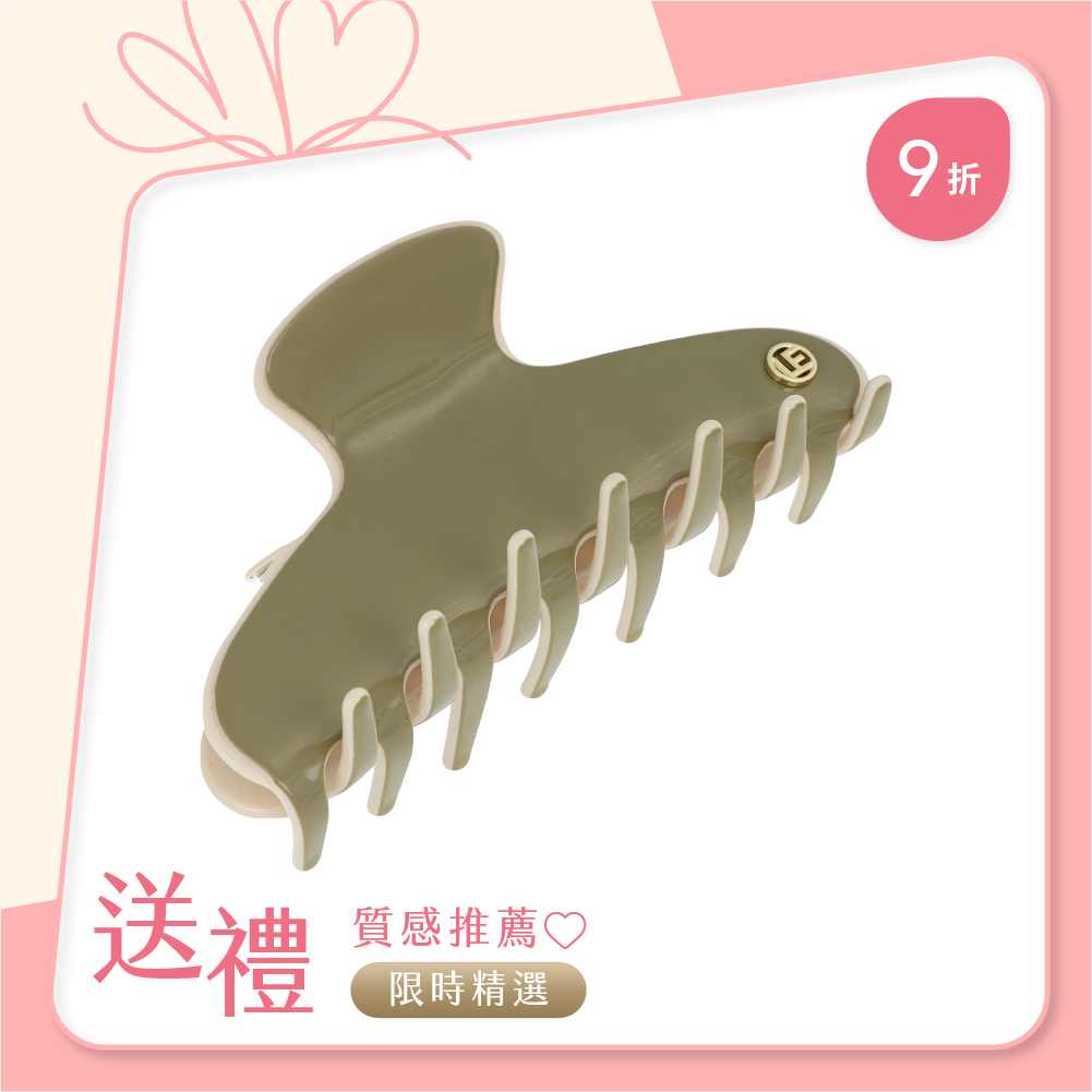 L. ERICKSON 滾邊雙色抓夾〈綠 / 奶油白〉