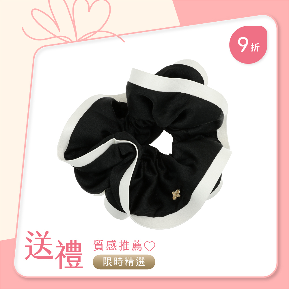 L. ERICKSON 滾邊雙色造型大腸圈〈黑 / 白〉