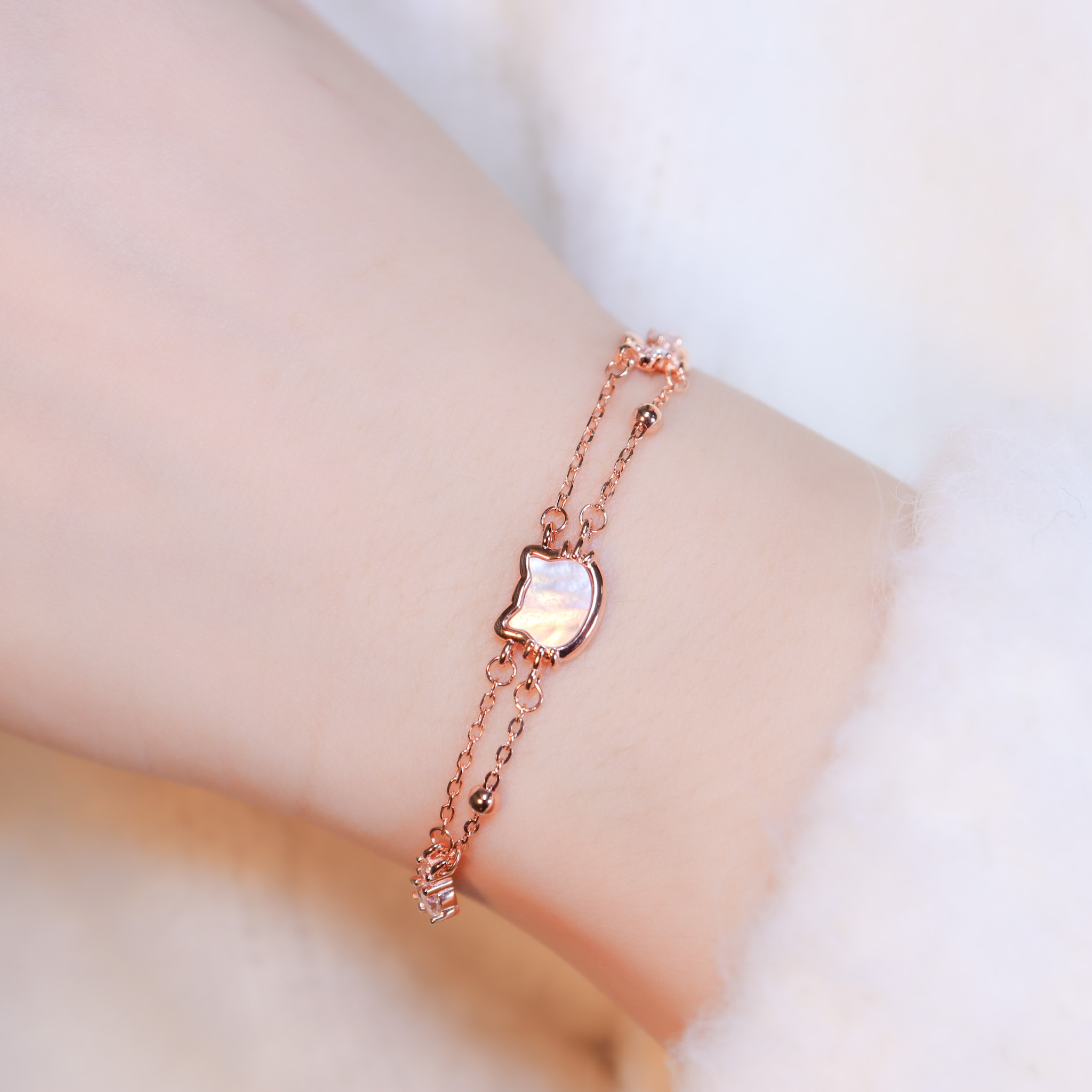 | 925純銀・ 玫瑰金 | 喵趣花漾奏手鏈 | BR1505 |