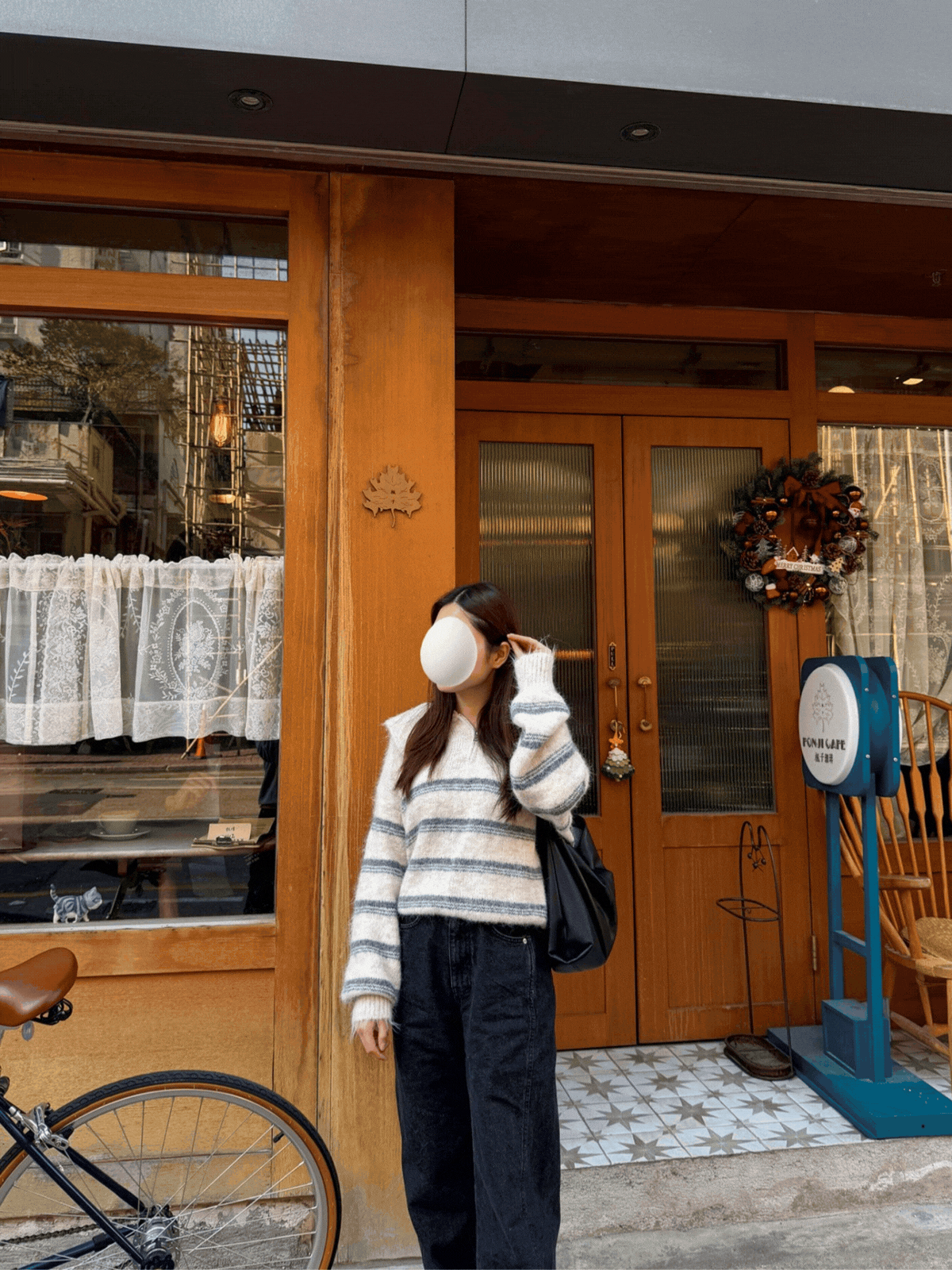 《KR》水手領橫間半拉鍊毛衣