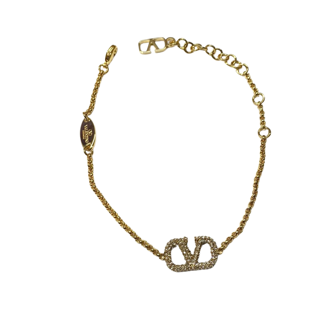 1FF0101-317 [VALENTINO GARAVANI] Vlogo Signature Metal Bracelet With Crystal Gold (SS26) #8W2J0F84YCW-MH5 (A-EU-E)
