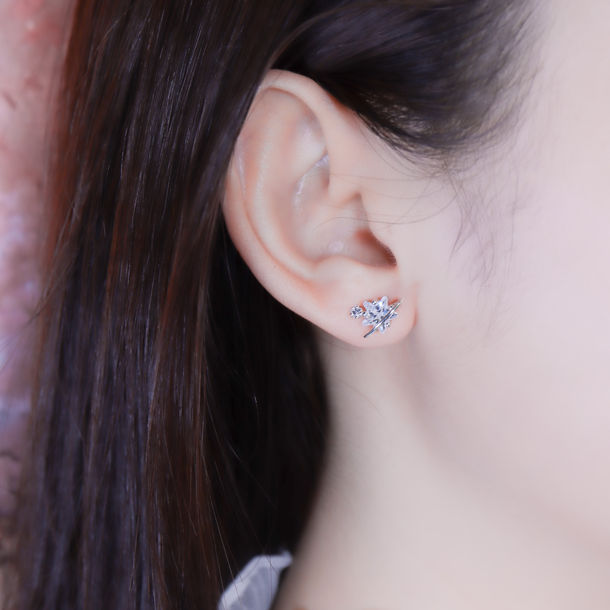 | 925純銀・白金 | 星趣守候耳環 | EA1115 |
