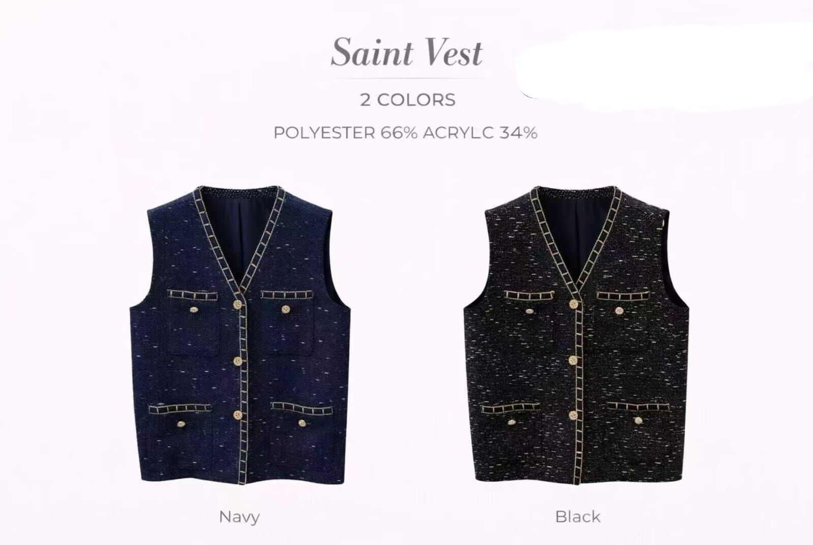 MA5511 小香金幣背心外套 *特價* (優惠碼同充值購物金不適用)