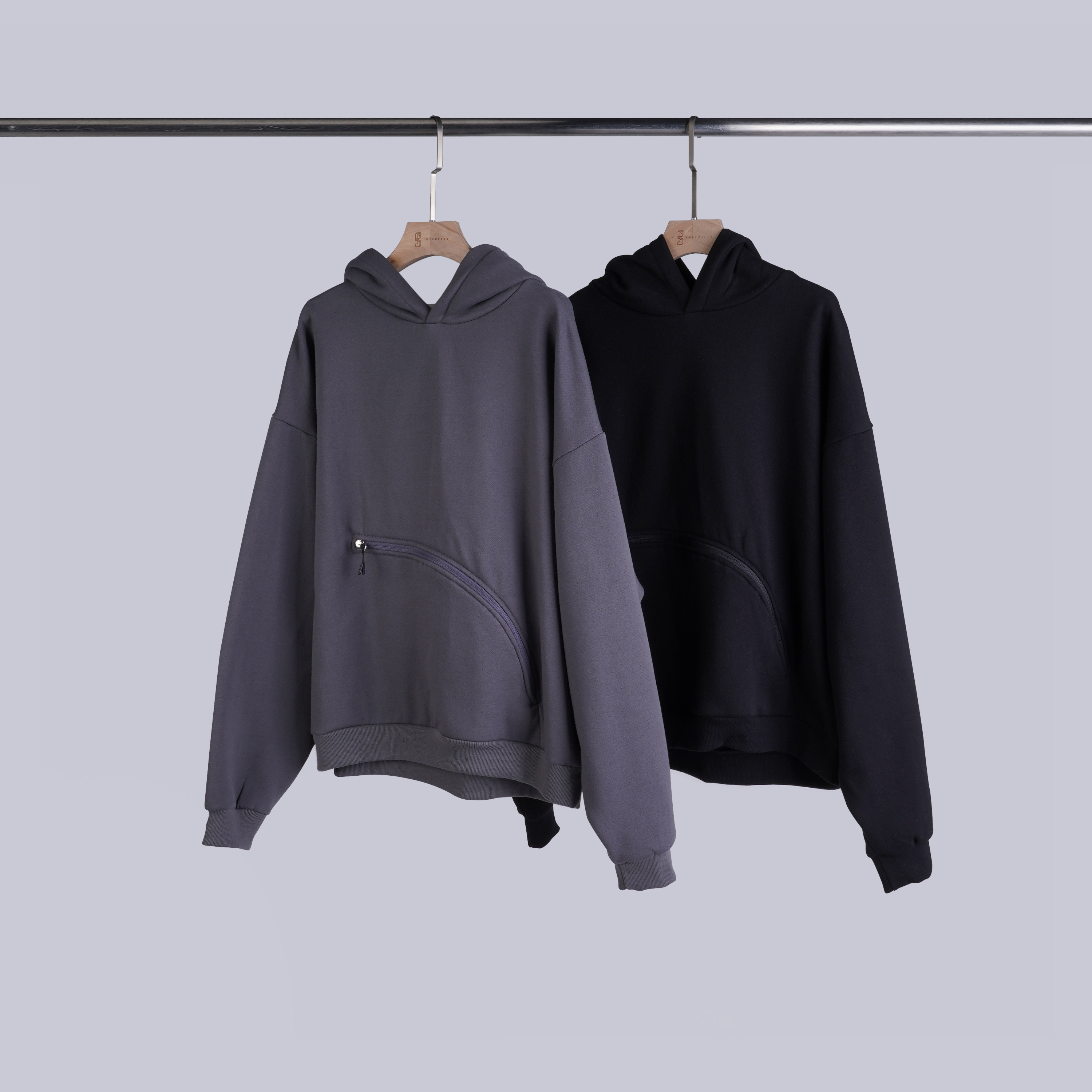 設計感弧度拉鍊連帽T | 2色