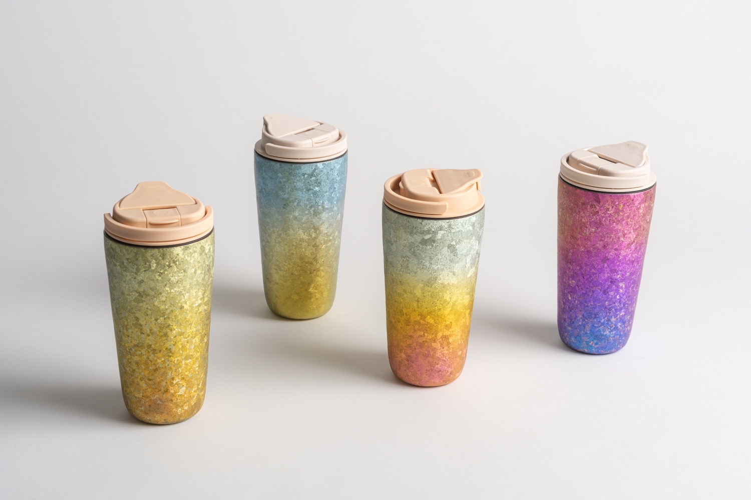 純鈦跳跳杯 MINI｜晶鈦暈彩系列｜蘭霞映虹Ｘ奶昔白蓋