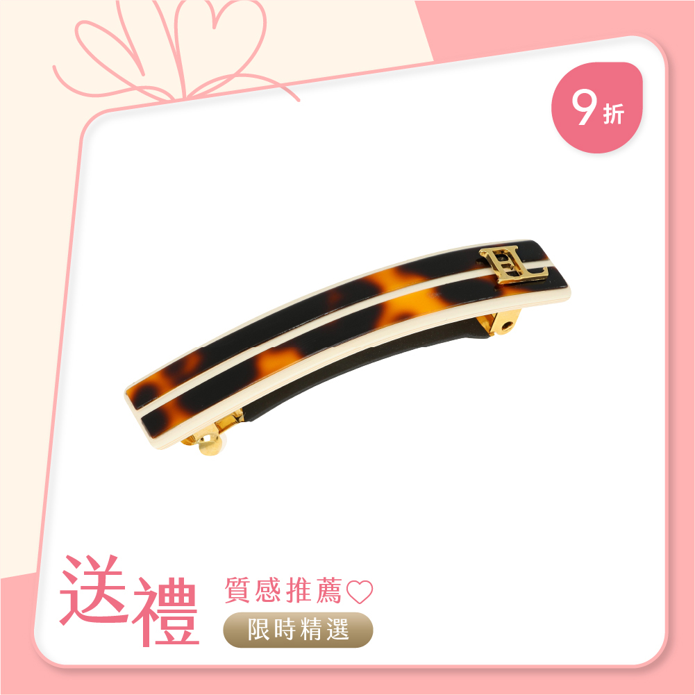 FRANCE LUXE  經典醋酸纖維條紋髮夾〈琥珀 / 象牙白〉