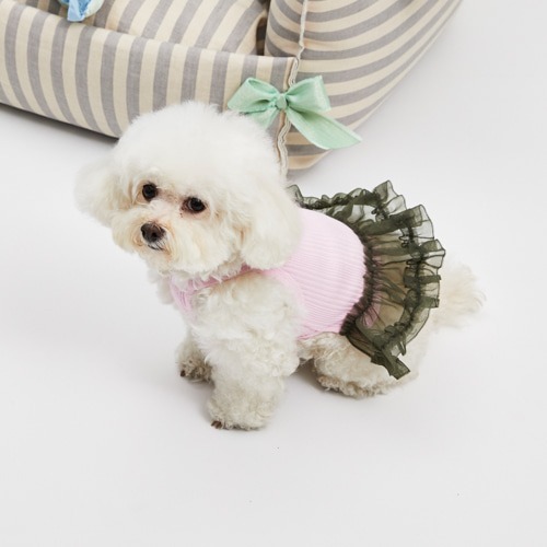 Louisdog 粉紅墨綠紗裙洋裝