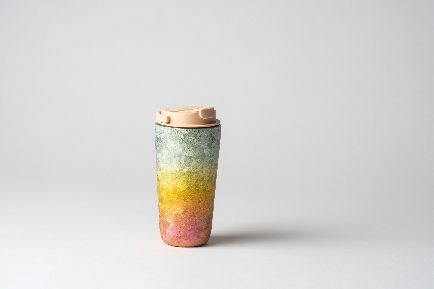 純鈦跳跳杯 MINI｜晶鈦暈彩系列｜晨霧粉櫻Ｘ小鵝黃蓋