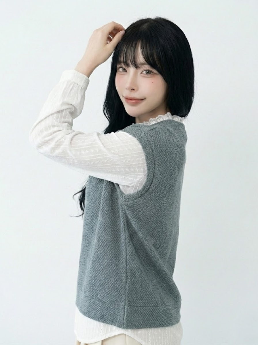 Ie 假兩件波浪領top