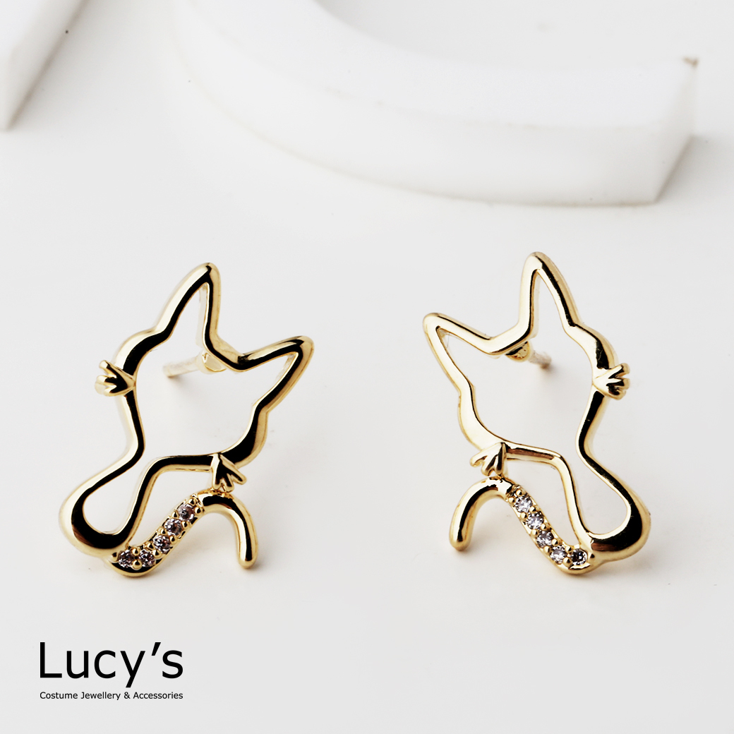 捲尾貓 耳環 (二色) (126795/126796)