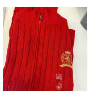 [S] TOMMY HILFIGER RED CREST LOGO CABLE KNIT ZIP CARDIGAN, XW07452-600 (STH1495)