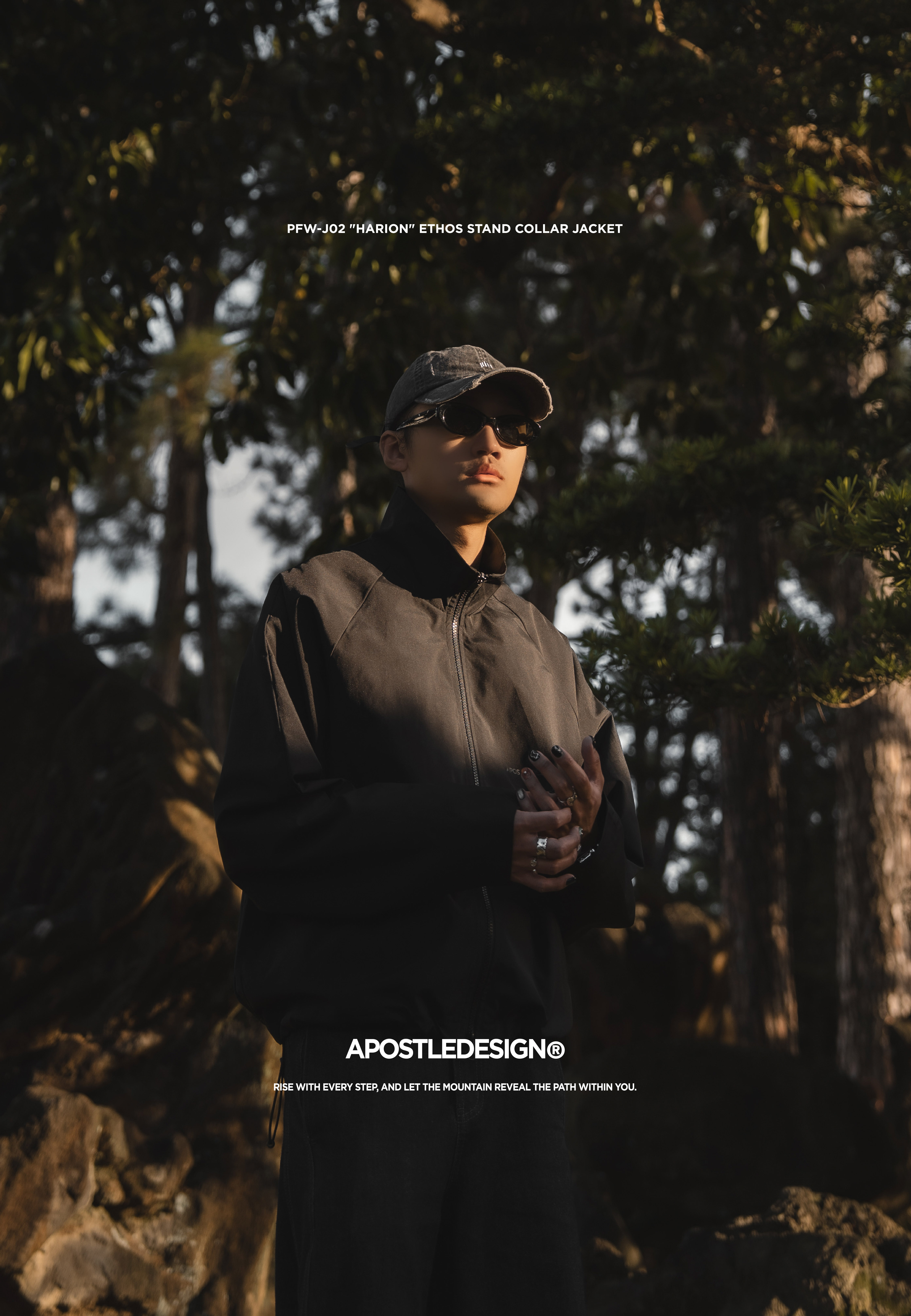 Apostle PFW-J02 "HARION" Ethos Stand Collar Jacket Black