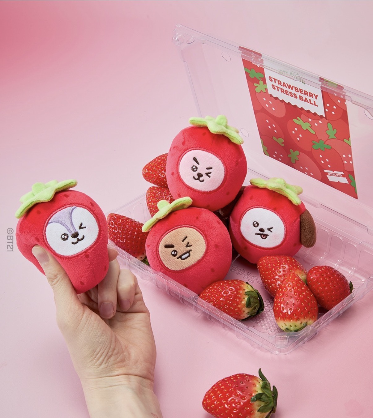 【OWN】BT21 草莓派對 壓力球 紓壓 草莓 玩偶 RJ SHOOKY MANG KOYA CHIMMY TATA COOKY