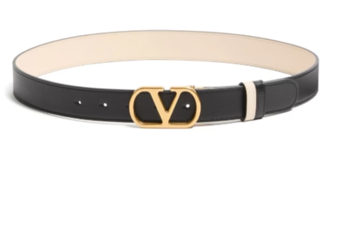1FF0101-338 [VALENTINO GARAVANI] VLogo Signature Reversible Shiny Calfskin Belt - 30Mm / 1.2 In White/ Black (SS26) #8W2T0SQ3IYR-DVW (T-EU-E)