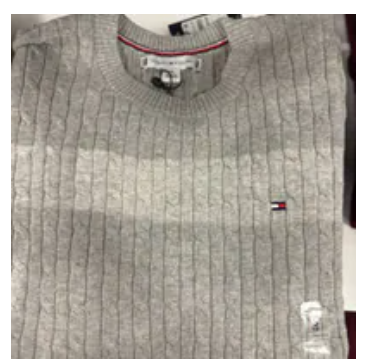 [S] TOMMY HILFIGER GREY SHORT-SLEEVE CABLE KNIT SWEATER, XW07177-020 (STH1502)