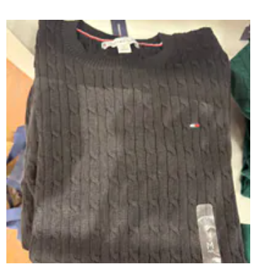[S] TOMMY HILFIGER BLACK SHORT-SLEEVE CABLE KNIT SWEATER, XW07177-001 (STH1504)
