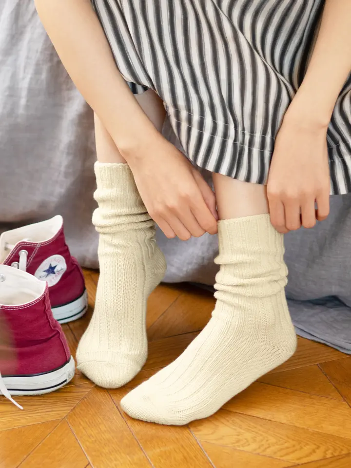 [現貨優惠] 靴下屋 粗針羅紋針織襪 21霧米