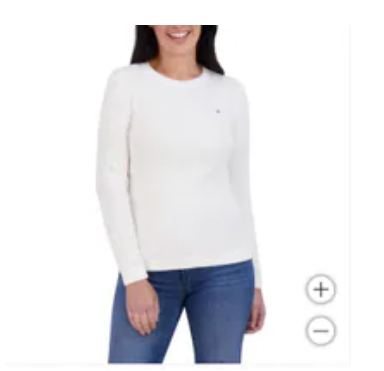 [S] TOMMY HILFIGER IVORY TOMMY HILFIGER WOMEN'S CABLE KNIT SWEATER, 1887640-IVORY (STH1506)