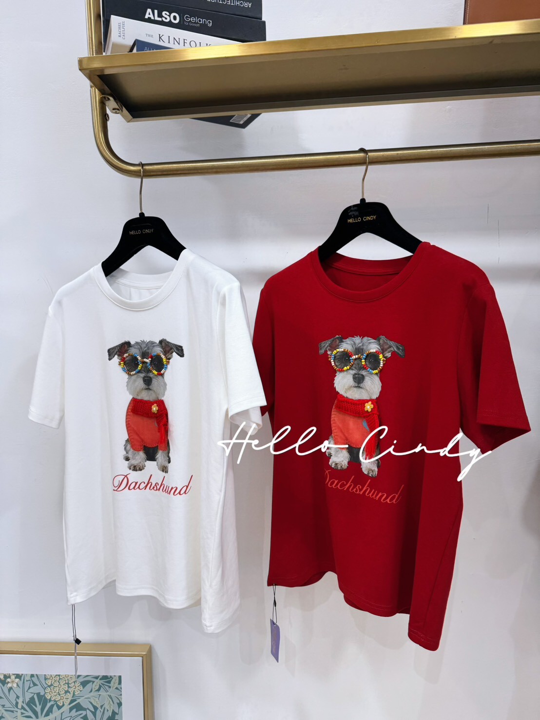 B02004 可可愛愛戴眼鏡的雪納瑞短袖棉質上衣