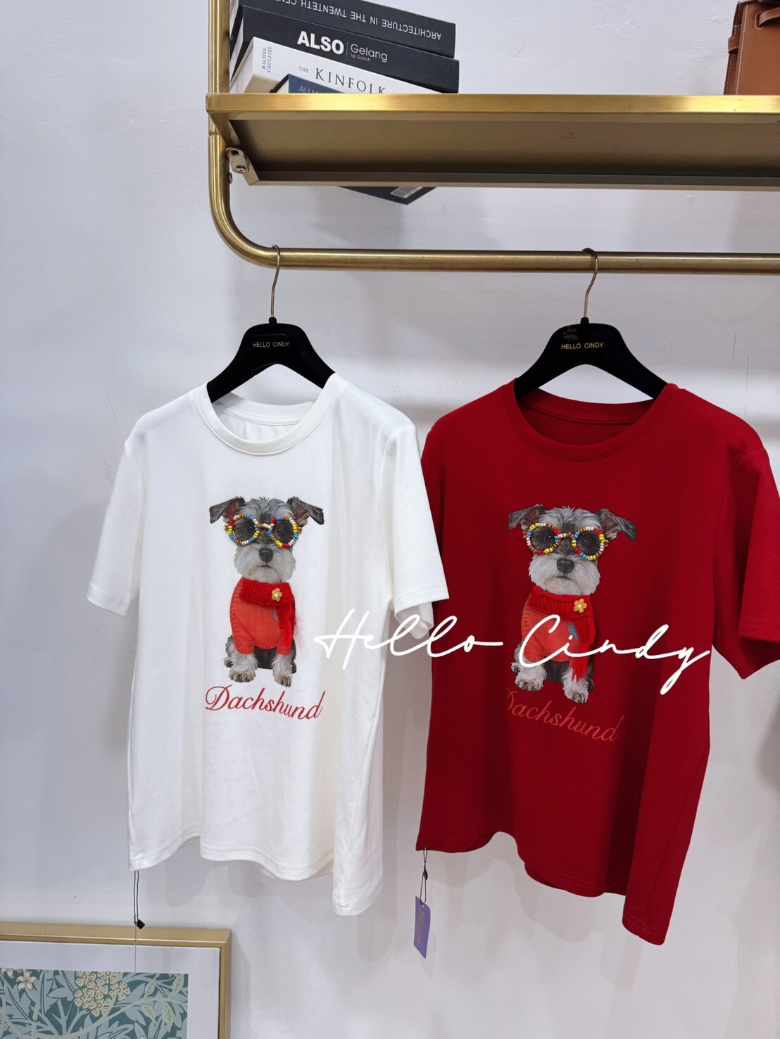 B02004 可可愛愛戴眼鏡的雪納瑞短袖棉質上衣