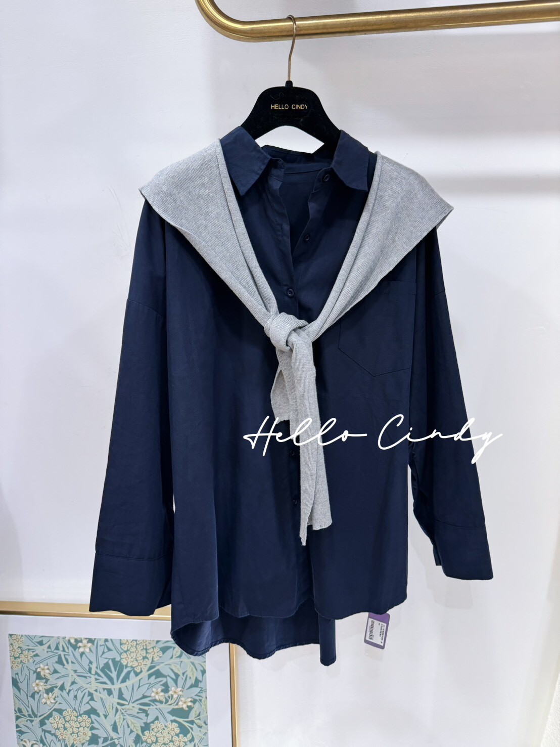2/3小直播獨家特價款~附灰色披肩深藍襯衫