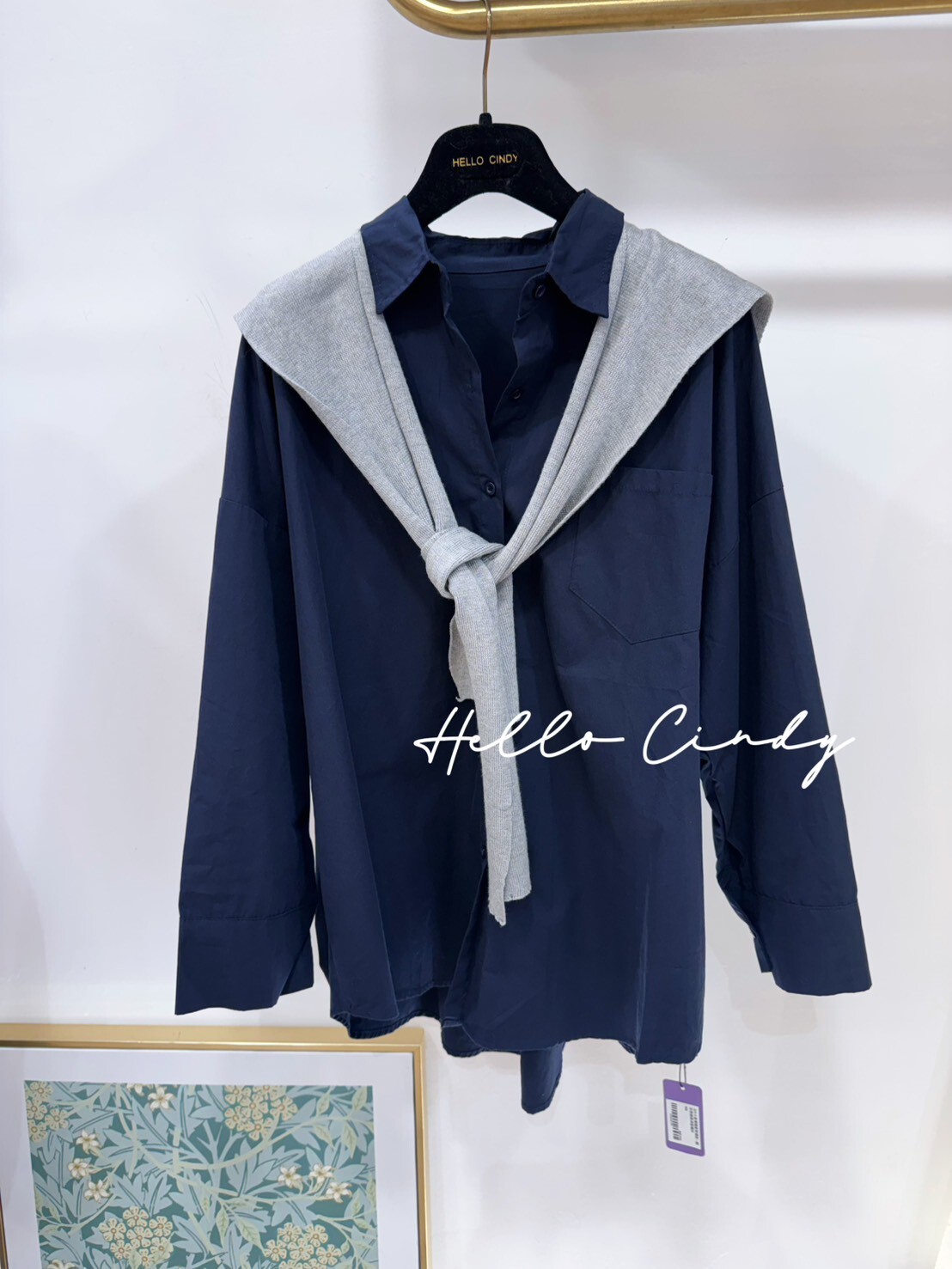 2/3小直播獨家特價款~附灰色披肩深藍襯衫